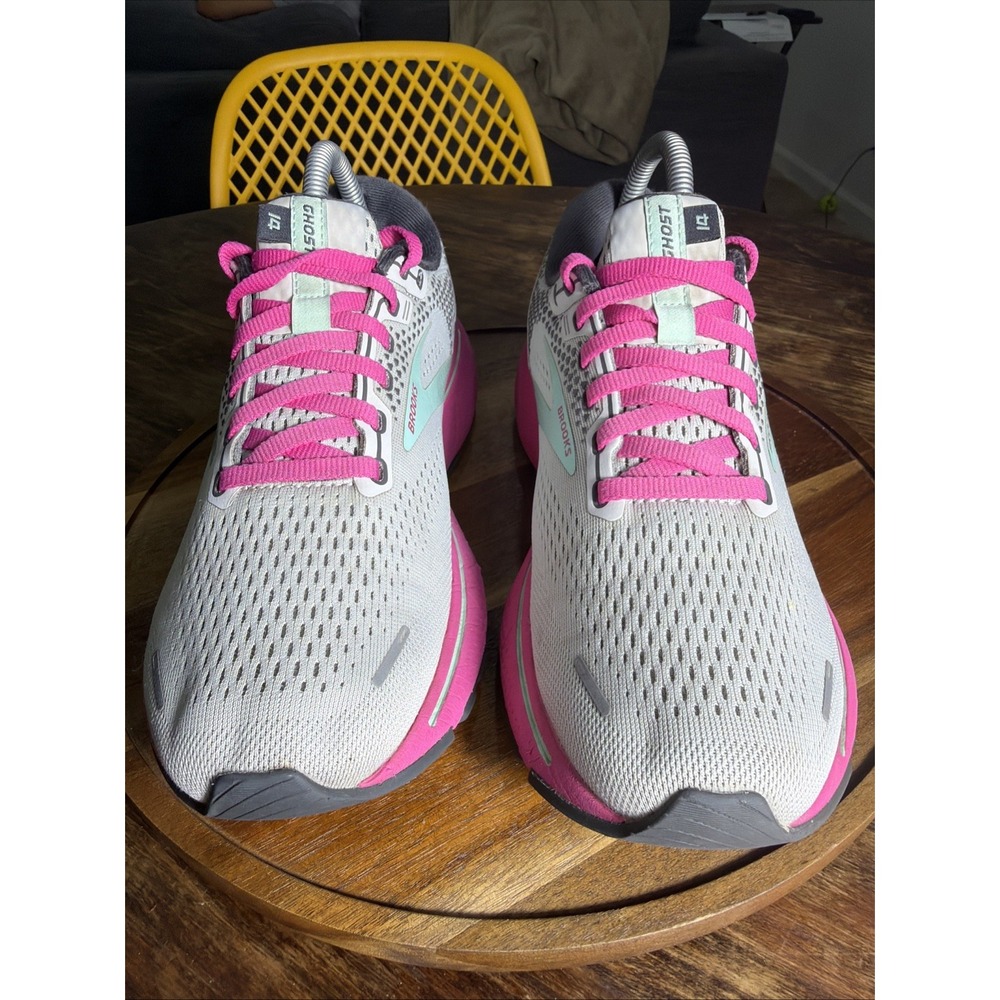 Brooks Ghost 14 Womens Size 9.5 B Running Shoes Gray Pink Yucca 1203561B024 - Picture 4 of 8